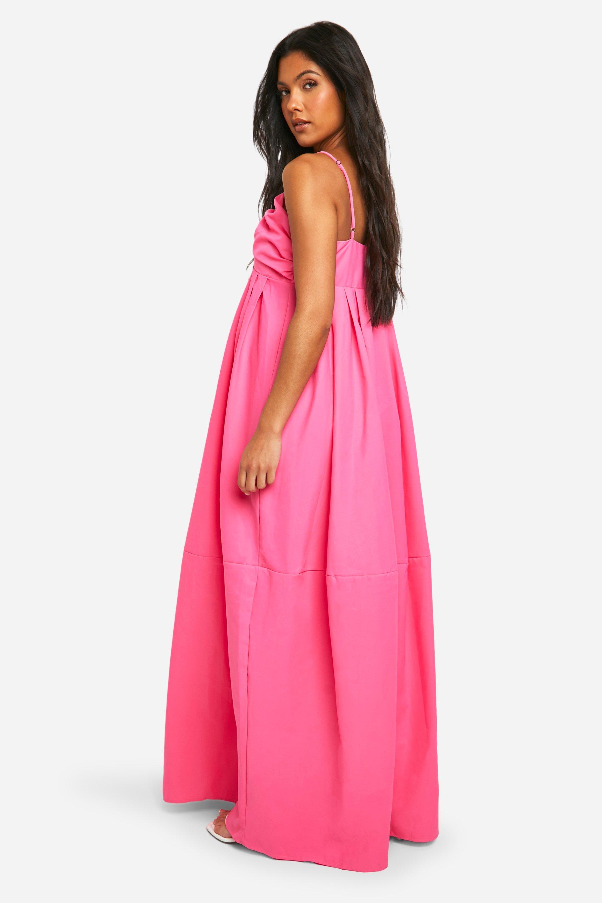 Maternity Linen Look Strappy Maxi Dress boohoo UK